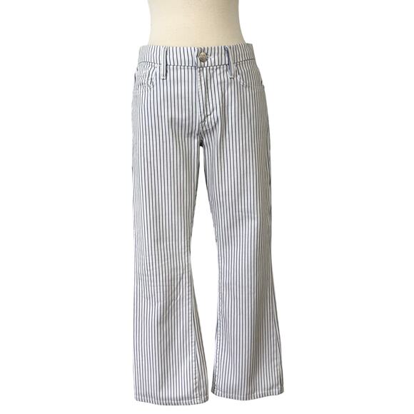 Frame Le Crop Mini Boot Mid-Rise Striped Denim Jeans Pants Cobalt Multi | 25 - Picture 1 of 13